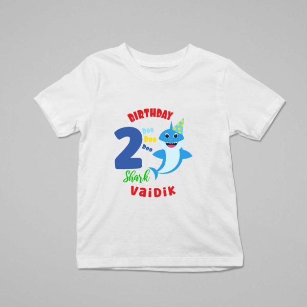 Alternative view of Kids Custom Birthday T-Shirts -Baby Shark Theme