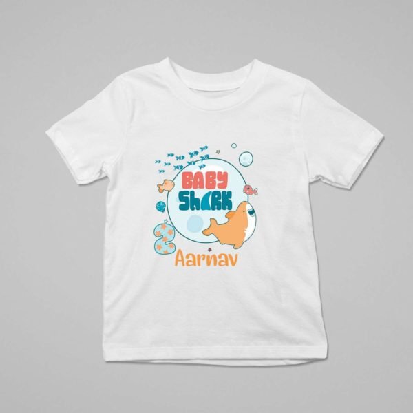 Alternative view of Kids Custom Birthday T-Shirts -Baby Shark Theme
