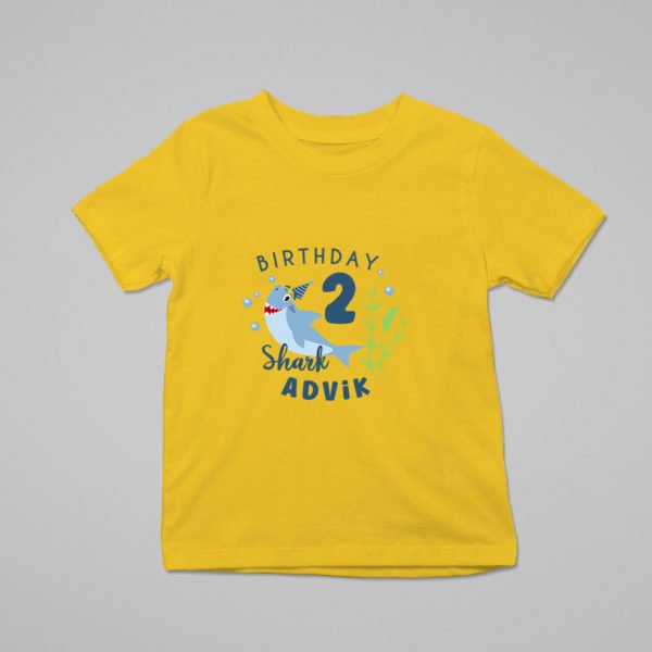 Alternative view of Kids Custom Birthday T-Shirts -Baby Shark Theme