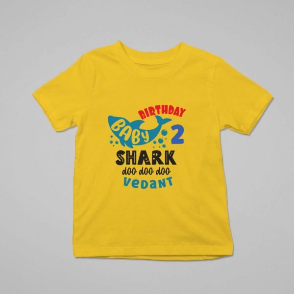 Alternative view of Kids Custom Birthday T-Shirts -Baby Shark Theme