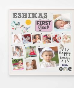 Personalized Baby First Year Photo Collage Wall Frames - First Year Birthday Gifts for Baby Boy or Baby Girl