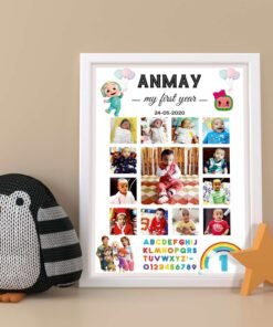 Personalized Baby First Year Photo Collage Wall Frames - First Year Birthday Gifts for Baby Boy or Baby Girl