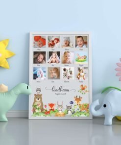 Personalized Baby First Year Photo Collage Wall Frames - First Year Birthday Gifts for Baby Boy or Baby Girl
