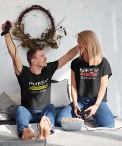 Hubby & Wifey Personalised Couple T-Shirts FOR Pre-Wedding Photoshoots & Anniversary