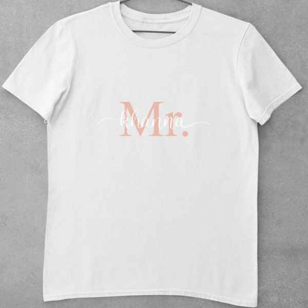 Alternative view of Mr & Mrs Personalised Couple T-Shirts for Pre-Wedding Photoshoots & Anniversary