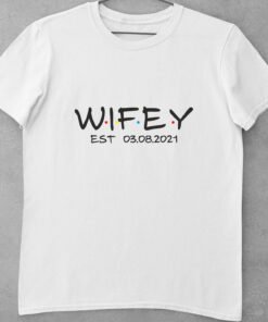 Alternative view of Hubby & Wifey Personalised Couple T-Shirts for Pre-Wedding Photoshoots & Anniversary