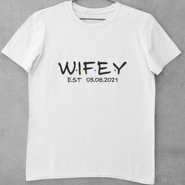 Alternative view of Hubby & Wifey Personalised Couple T-Shirts for Pre-Wedding Photoshoots & Anniversary