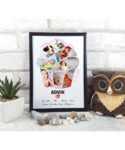 Personalized Baby Birth Milestones Wall Frames - New Born Baby Gifts for Baby Boy or Baby Girl