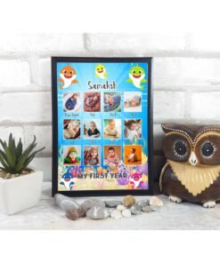 Personalized Baby First Year Photo Collage Wall Frames - First Year Birthday Gifts for Baby Boy or Baby Girl