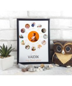 Personalized Baby First Year Photo Collage Wall Frames - First Year Birthday Gifts for Baby Boy or Baby Girl
