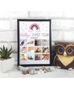 Personalized Baby First Year Photo Collage Wall Frames - First Year Birthday Gifts for Baby Boy or Baby Girl