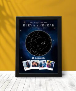 Couples Personalised Star Map Frames - Anniversary Gifts for Him & Her - Personalised Home Decor