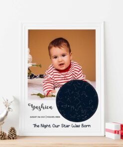Personlaised Star Map Wall Frame Gift for Birthday for Baby & Kids and Him & Her