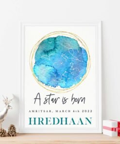 Personlaised Star Map Wall Frame Gift for Birthday for Baby & Kids and Him & Her
