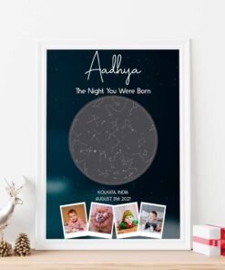 Personlaised Star Map Wall Frame Gift for Birthday for Baby & Kids and Him & Her