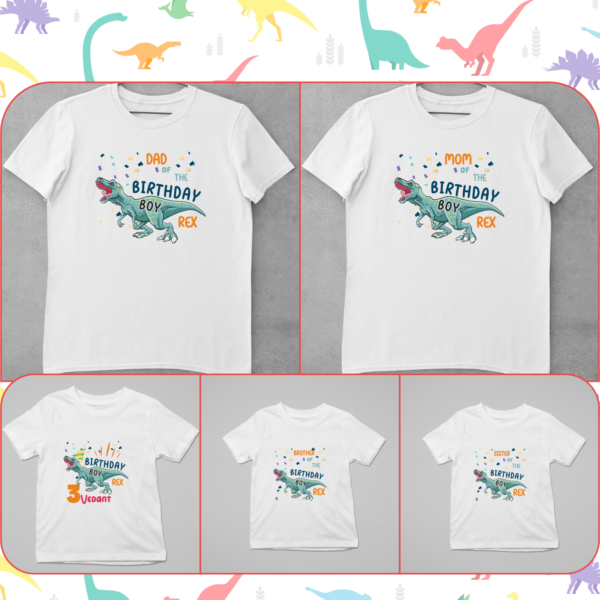 Alternative view of Kids Birthday Family T-Shirts - Dinosaur Theme