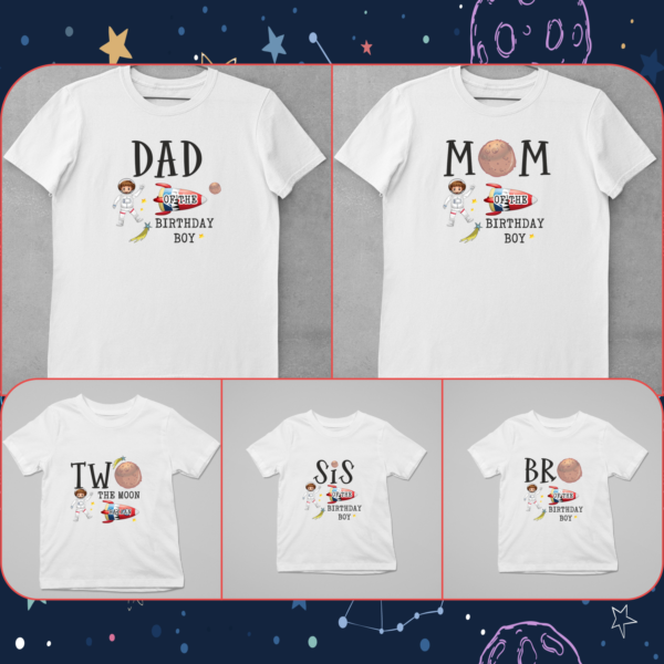 Alternative view of Kids Birthday Family T-Shirts - Space Theme
