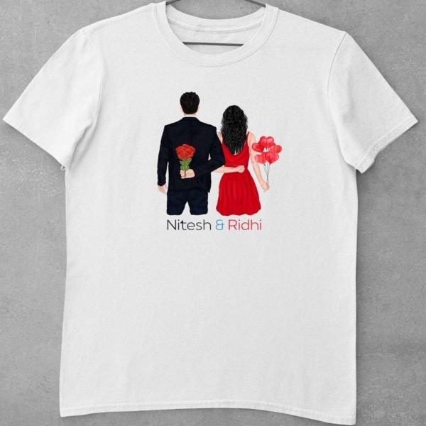 Personalised Couple T-Shirts for Pre-Wedding Photoshoots & Anniversary - Couple Avatar T-Shirts