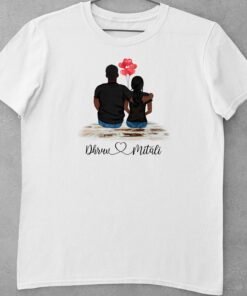 Alternative view of Personalised Couple T-Shirts for Pre-Wedding Photoshoots & Anniversary - Couple Avatar T-Shirts
