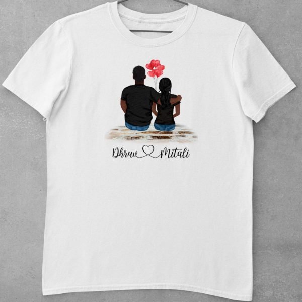 Alternative view of Personalised Couple T-Shirts for Pre-Wedding Photoshoots & Anniversary - Couple Avatar T-Shirts