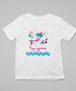 Kids Custom Birthday T-Shirts -Mermaid Theme T-Shirts