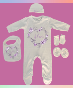 Personalised Baby Names Rompers Set - Coming Home Gift - Naming Ceremony Gift for Newborn Baby Boy or Baby Girl