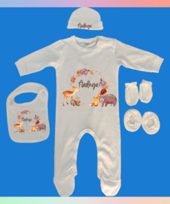 Personalised Baby Names Rompers Set - Coming Home Gift - Naming Ceremony Gift for Newborn Baby Boy or Baby Girl
