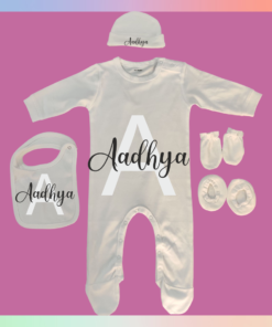 Personalised Baby Names Rompers Set - Coming Home Gift - Naming Ceremony Gift for Newborn Baby Boy or Baby Girl