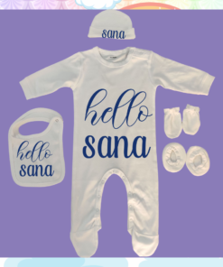 Personalised Baby Names Rompers Set - Coming Home Gift - Naming Ceremony Gift for Newborn Baby Boy or Baby Girl