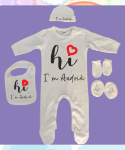 Personalised Baby Names Rompers Set - Coming Home Gift - Naming Ceremony Gift for Newborn Baby Boy or Baby Girl