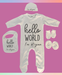 Personalised Baby Names Rompers Set - Coming Home Gift - Naming Ceremony Gift for Newborn Baby Boy or Baby Girl