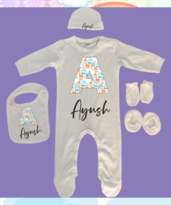 Personalised Baby Names Rompers Set - Coming Home Gift - Naming Ceremony Gift for Newborn Baby Boy or Baby Girl