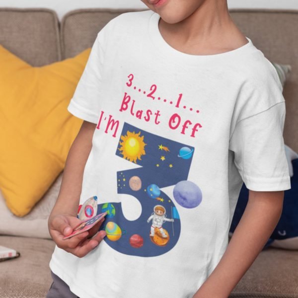 Kids Custom Birthday T-Shirts -Space Theme T-Shirts
