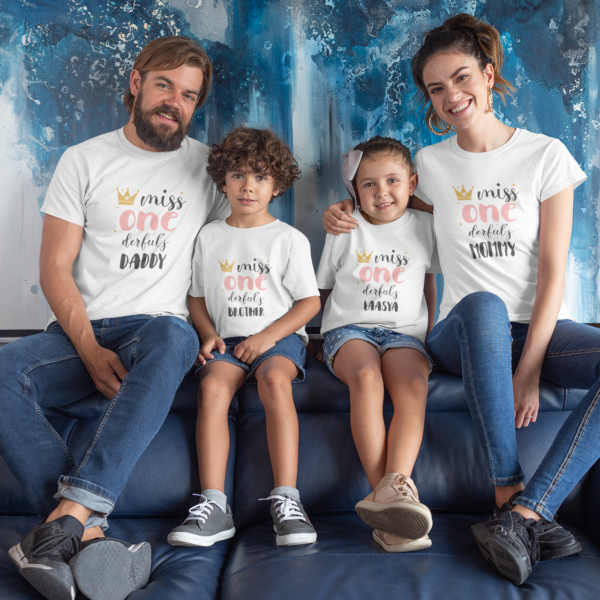 Kids Birthday Family T-Shirts - Miss OneDerful Theme