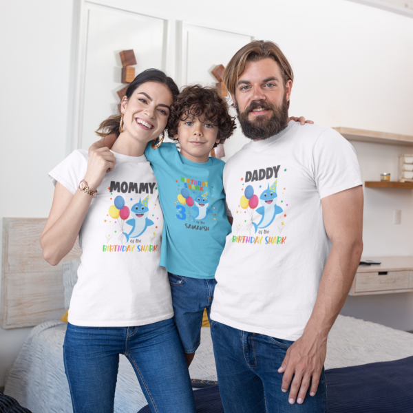 Kids Birthday Family T-Shirts - Shark Theme