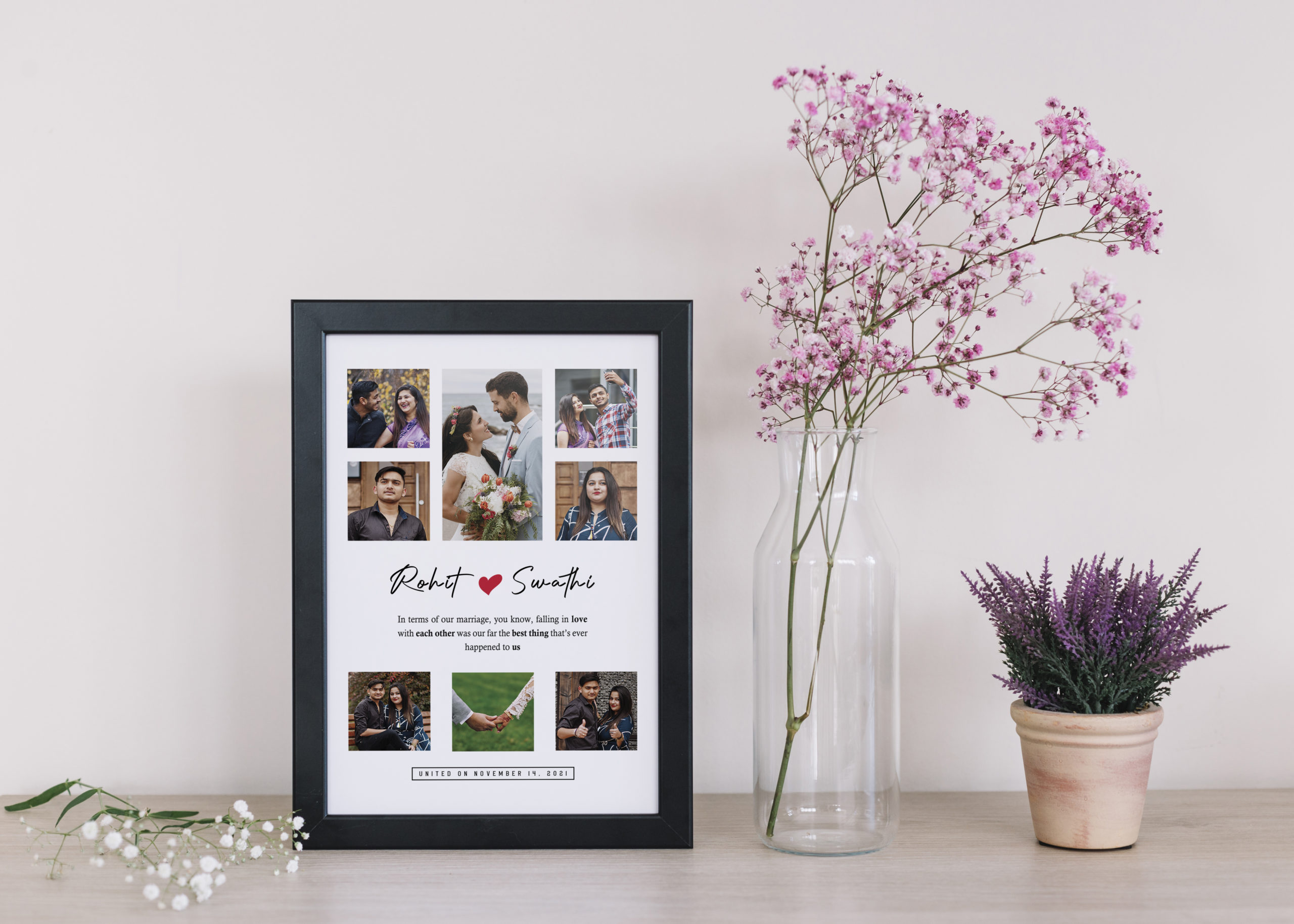 Personalized Engraved Wooden Photo Frame gift for Couples