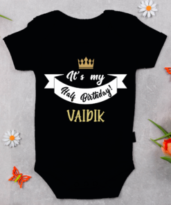 Alternative view of Personalized Half Birthday Baby Rompers