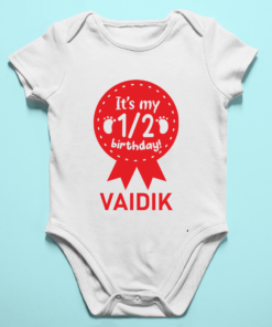 Alternative view of Personalized Half Birthday Baby Rompers