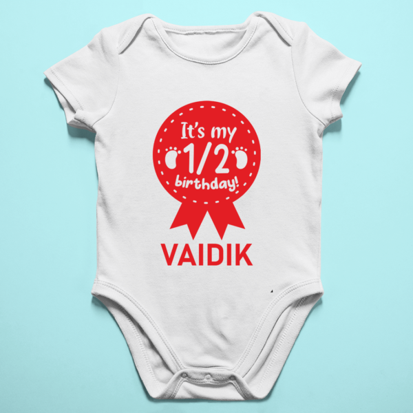 Alternative view of Personalized Half Birthday Baby Rompers