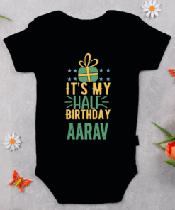 Alternative view of Personalized Half Birthday Baby Rompers