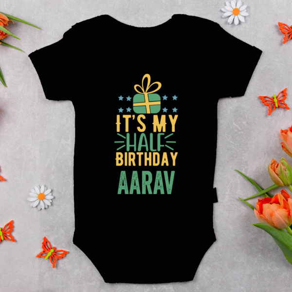 Alternative view of Personalized Half Birthday Baby Rompers