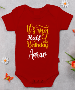 Alternative view of Personalized Half Birthday Baby Rompers