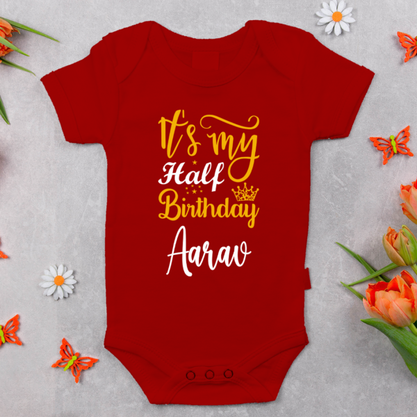 Alternative view of Personalized Half Birthday Baby Rompers