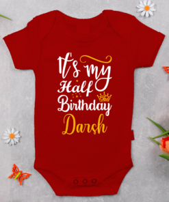 Alternative view of Personalized Half Birthday Baby Rompers