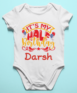 Alternative view of Personalized Half Birthday Baby Rompers