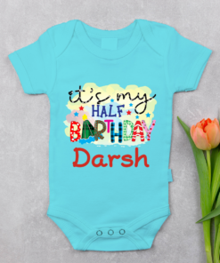 Alternative view of Personalized Half Birthday Baby Rompers