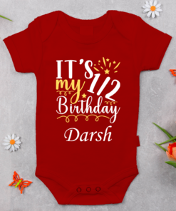 Alternative view of Personalized Half Birthday Baby Rompers
