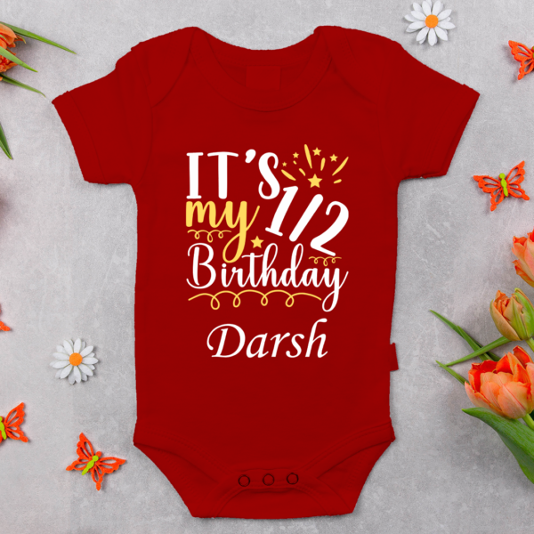 Alternative view of Personalized Half Birthday Baby Rompers