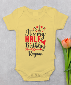 Alternative view of Personalized Half Birthday Baby Rompers