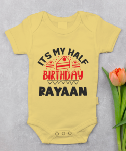 Alternative view of Personalized Half Birthday Baby Rompers